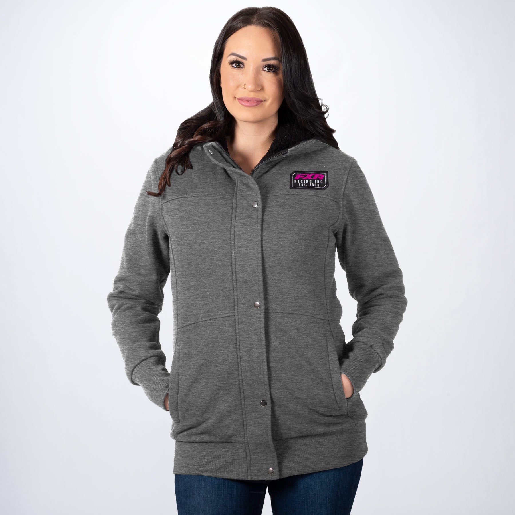 Sweat à capuche long en sherpa Aspen pour femme