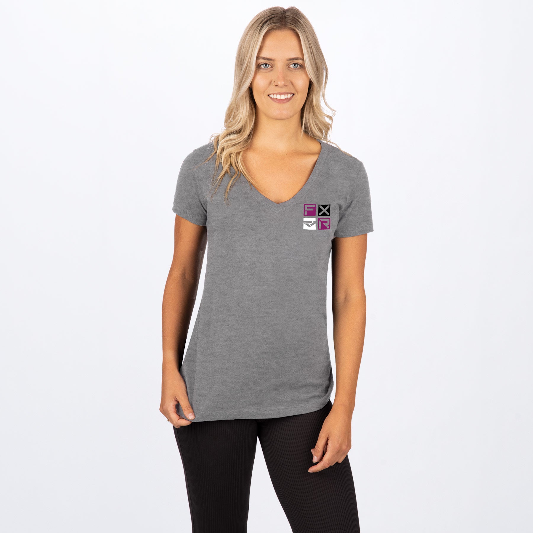 T-shirt à col en V pour femme Ride X